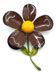 Fashion Brown Yellow Eyed Daisy Flower Brooch Pin