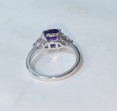 14K White Gold Engagement Ring 2.51CT.Natural Purple Sapphire Cushion GIA Cert