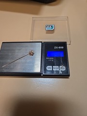 Vintage Antique 15K Yellow Gold Hat Pin with Diamond, 1 g English W/Case.