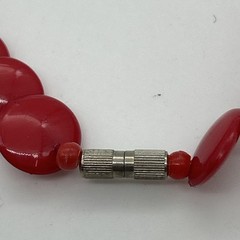Retro Necklace Plastic Red Disc Bead Necklace Vintage Rockabilly 39cm
