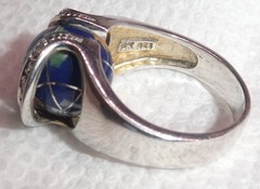 SX 925 Ring Sally C Treasures Sterling Silver Multi Stone Inlay World Globe 8.5
