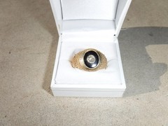 14K GOLD RING W/ DIAMOND & BLACK ONYX GOLD RINGS MENS JEWELRY BULLION 13.4 GR