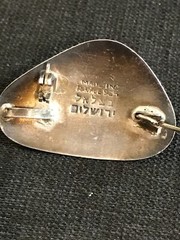 Vtg Modernist 935 Silver Eilat Stone Pin Pendant Bezalel Art Academy Jerusalem