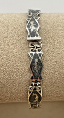 VTG Signed SIAM Niello 925 Sterling Silver Enamel Panel link bracelet 7″