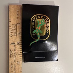 WM Spear Design Leopard Frog Pin Green Gold Black Enamel Brooch Pin, vtg 1980’s