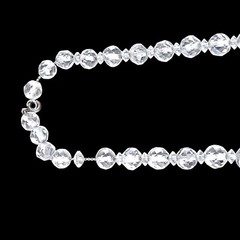 Vtg Art Deco Rock Crystal Quartz Faceted Bead 28″ Necklace Sterling Chain