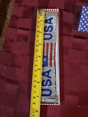 Vintage USA Flag Rhinestone Cuff Bracelet Red White Blue Patriotic 4th of July