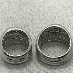 Vintage 18K HGE White Gold Plated Wide Band Domed Ring varied sizes