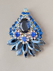 Vintage Verified JULIANA D&E Blue Two Toned Brooch/Pendant Bracelet Earring Set