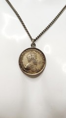Antique 1910 Australian 925 Sterling Silver One Shilling Coin Necklace