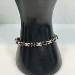 Vintage Sapphire Tennis Bracelet XO Sterling Silver 925 Gold Vermeil 6.5″ PAJ