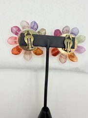 Vintage Large Multicolor Clip On Earrings 1960’s Estate Find