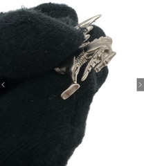 Rare HERMES Dragon Talisman Pin Brooch Silver Made in Italy Engraved Hallmark