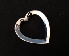 Antique Theda 925 Sterling Silver Rhinestone Open Heart Love Slide Pendant