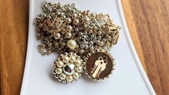 Vintage NECKLACE Clip EARRINGS Jewelry SET Multi Strand Faux Pearl