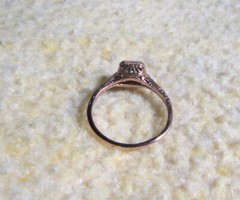 Art Deco Filigree 14k Rose Gold White Sapphire Engagement Ring Size 7.0