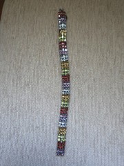 Vintage Sterling Silver Multi Gemstone Triple Row Tennis Bracelet 925 Thailand