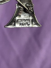 M & H Sterling Silver French Horn Brooch Pin