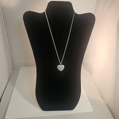 Vintage Sparkling Silver Toned Avon heart pendant with rhinestones