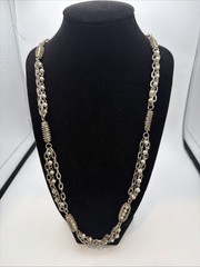348. Vintage Necklace Metal With Faux Pearl. Unique Metal Work