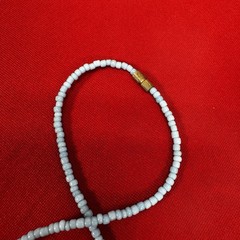 Vintage Light Blue Glass Bead Necklace With Twist Clasp