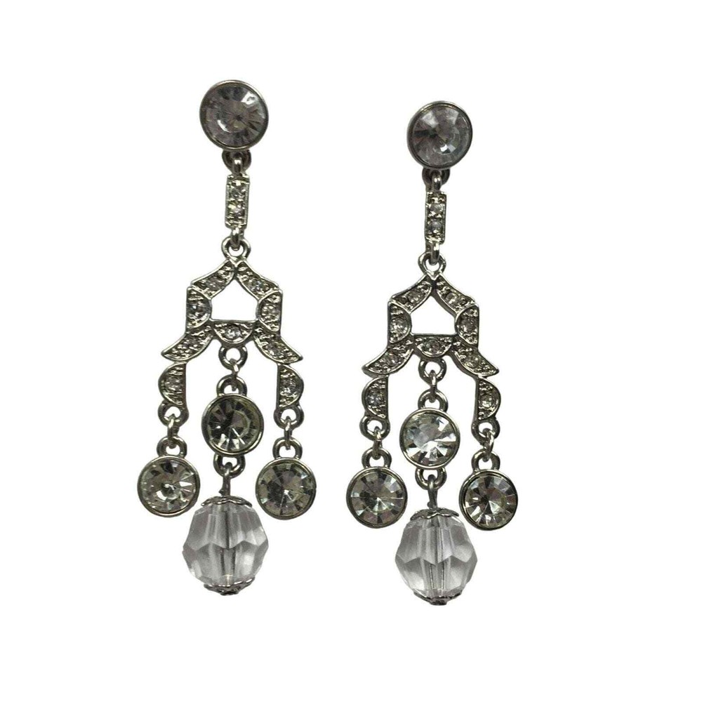 Avon 2008 Clear Crystal Rhinestone Chandelier Pierced Earrings Dangle