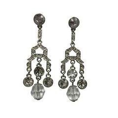 Avon 2008 Clear Crystal Rhinestone Chandelier Pierced Earrings Dangle