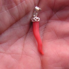 Christmas gift lucky horn Italian Silver Gold And Genuine Red Coral Mediterranea