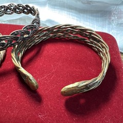 Vintage Copper Cuff Bracelet Set 3 Stackable Braided Woven Bangle