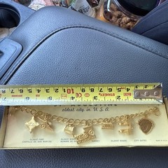 VTG SAINT AUGUSTINE Charm Bracelet Building Enamel Gold Tone Rope Chain NOS