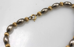 Vintage 14k GF Gold Filled & sterling silver 2 toned beaded Bracelet Chain 7″ BB