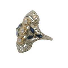 Vintage 1.50CT Round Lab Created Diamond Art Deco Leaf Ring 14K Two-Tone Gold FN