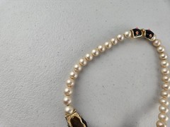 Signed Vintage Joseph Mazer JOMAZ Panther Strand Faux Pearl Beaded Necklace RARE