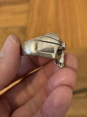 Vintage Silver Cast Skull Biker Ring Size 9 READ DESC FREE SHIPPING