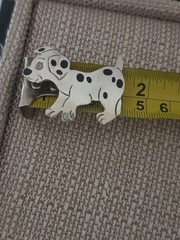 Vintage 925 Sterling Silver Enamel Dalmatian Poppy Dog Pin Brooch