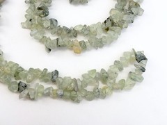 Prehnite Beaded Chip Long Stranded Vintage Green Necklace – 36″