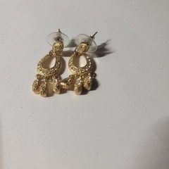 Antique 80th Roman gold white stones small chandelier stud earrings