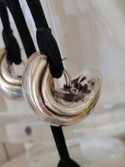 VINTAGE DESIGNER E&L STERLING SILVER & GOLD VERMEIL ELECTROFORM CLIP-ON EARRINGS