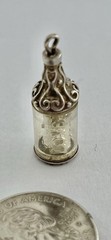 Vintage Retro Era English Love Letter in Lucite Bottle Sterling Bracelet Charm