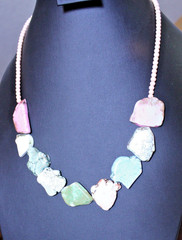 Vintage Dyed Howlite/ Magnesite Pastel Statement Necklace 20″