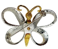 Vintage AAI Butterfly Goldtone Enamel Brooch Pin 2″