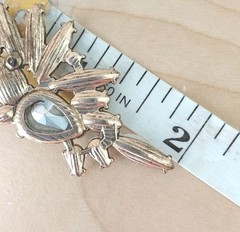 Yellow, Champagne, Clear Rhinestone Earrings / Very Good Condition / 2 In Length