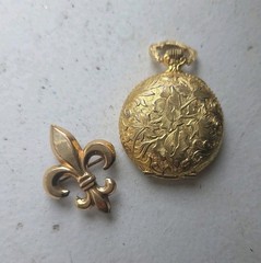 Fleur De Lis Watch Pin 1/20 12k Gold Filled Material With Vintage Swiss Pocket