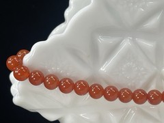 Vintage MMA Museum Of Art Carnelian Bead Necklace Signed USA 17.5”