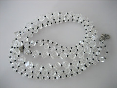 ART DECO VINTAGE ROCK CRYSTAL BEADS SQUARE CUT HOOK CLASP NECKLACE