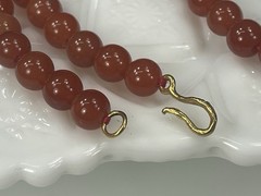 Vintage MMA Museum Of Art Carnelian Bead Necklace Signed USA 17.5”