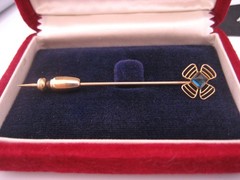 Antique Art Nouveau Deco Era 14K GF Sugarloaf Amethyst Tie Cravat Stick Pin