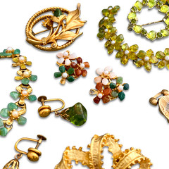 Vintage Tumbled Stones Gemstone Glass Signed Swoboda Repair Costume Jewelry Lot