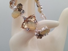 MILKY YELLOW FACETED HONEY-HUED MORPHO BUTTERFLY INSECT MOTIF TENNIS BRACELET