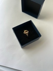 Vintage Orange Cubic Zirconia Ring Gold Plated Womens Size 8.5